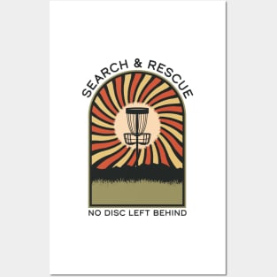 Search & Rescue No Left Disc Behind | Disc Golf Vintage Retro Arch Mountains Posters and Art